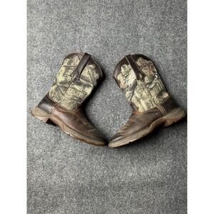 Womens Boots Durango Western Camo Brown Leather Pull On, Size US 7.5